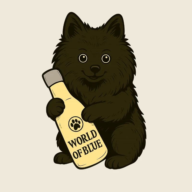 Cute Spitz (dog) with bottle