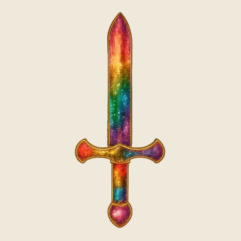 Épée arc-en-ciel avec bordure dorée