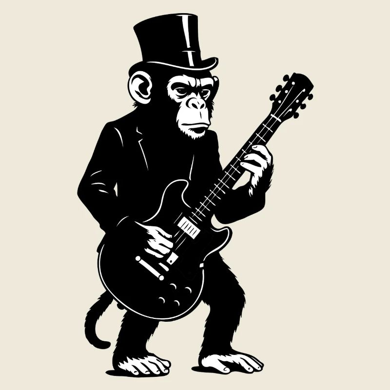 Elegant Affe mit Gitarre im Top Hat