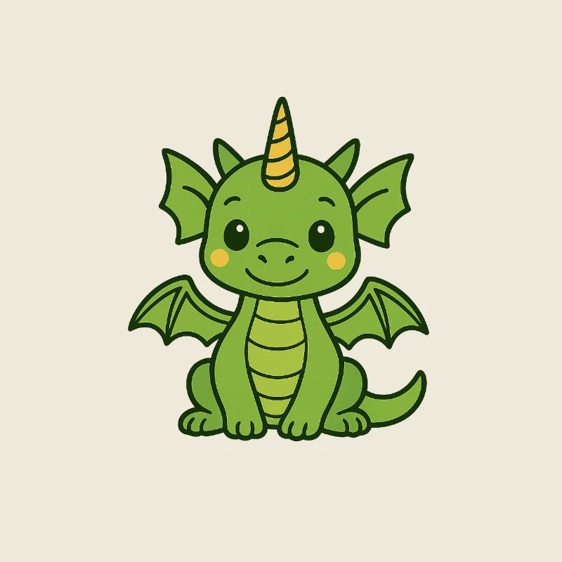 Funny dragon with horn and wings