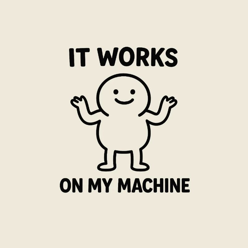 Humour informatique : « Ça marche sur ma machine » - dessin animé mignon