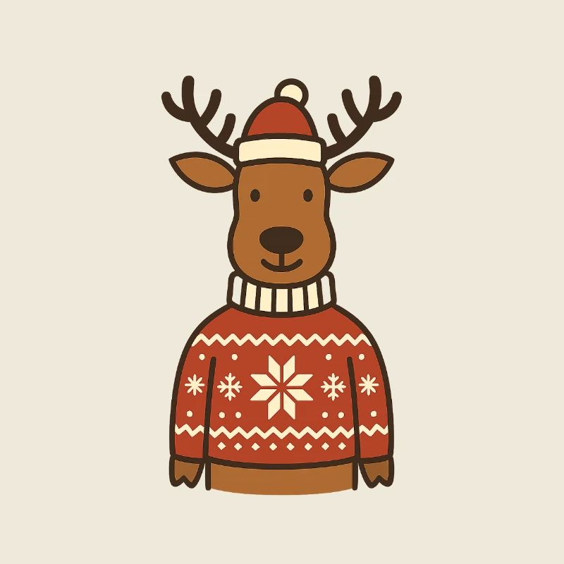 Funny reindeer in Norwegian sweater
