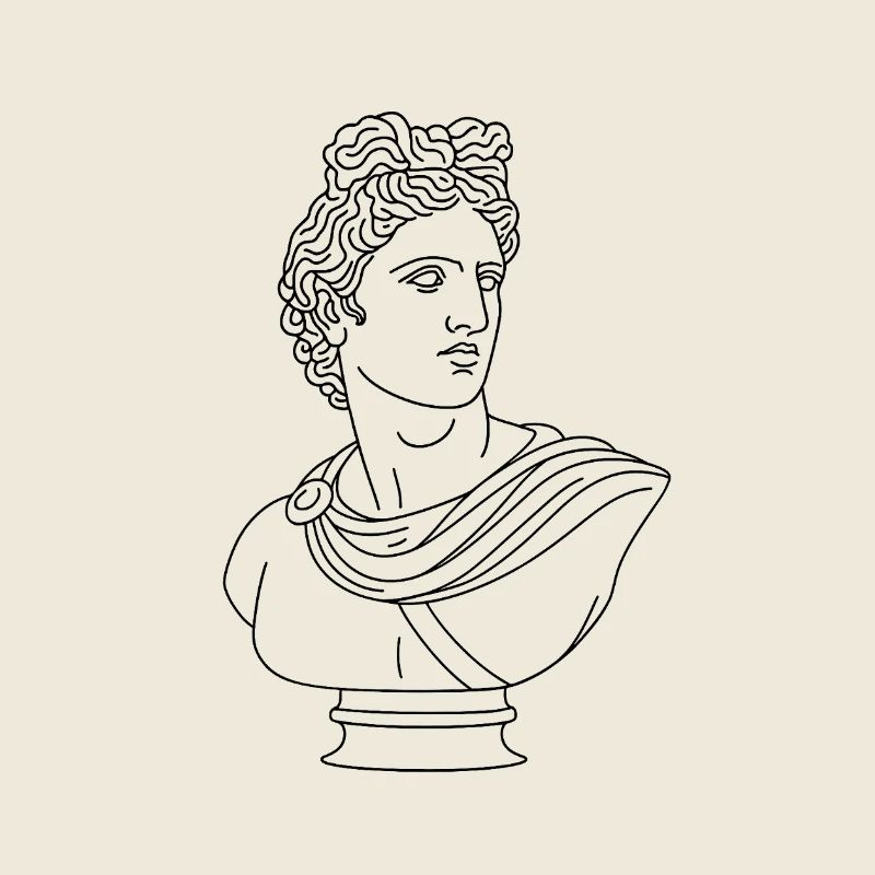 Stylized Apollo Bust | Minimalist illustration