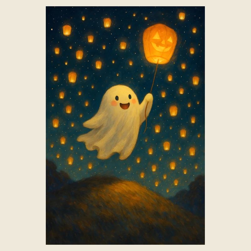 Fantôme avec citrouille-lanterne