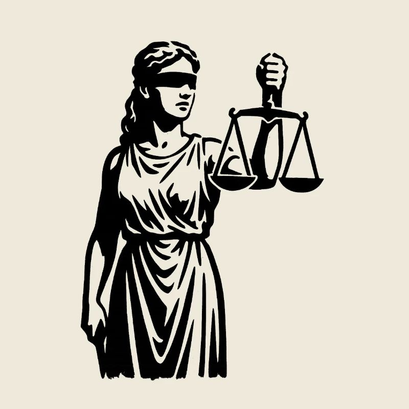 Justitia Line Drawing with Scales
