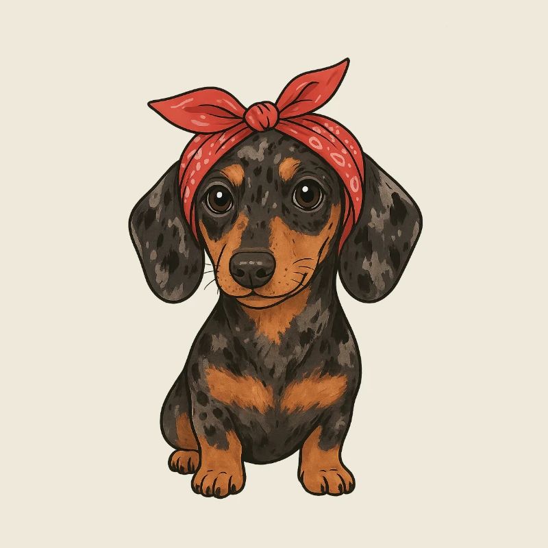 Teckel mignon avec bandana