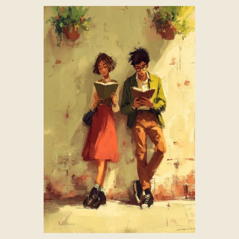 Couple Lisant Ensemble Art