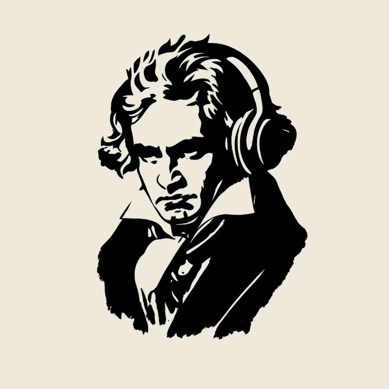 Ludwig van Beethoven with headphones