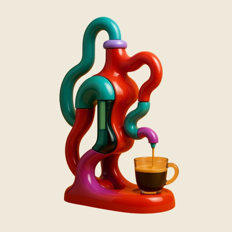 Le café coule dans un jeu de couleurs