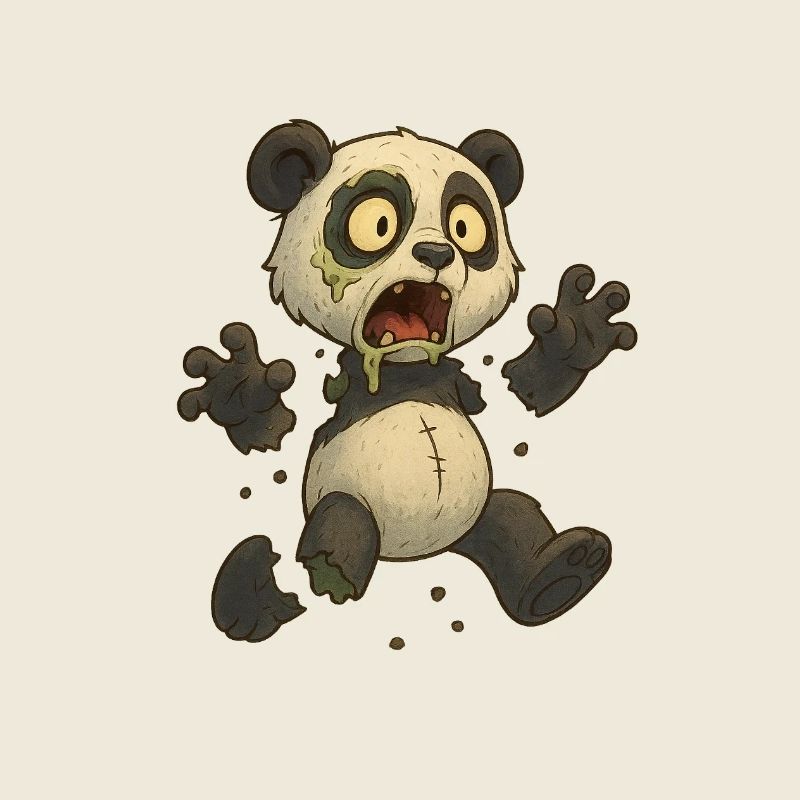 Panda Zombie Décomposé mort vivant halloween