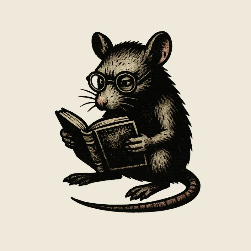 Rat de lecture de style vintage