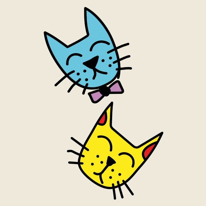 Duo de chats couleurs pastel
