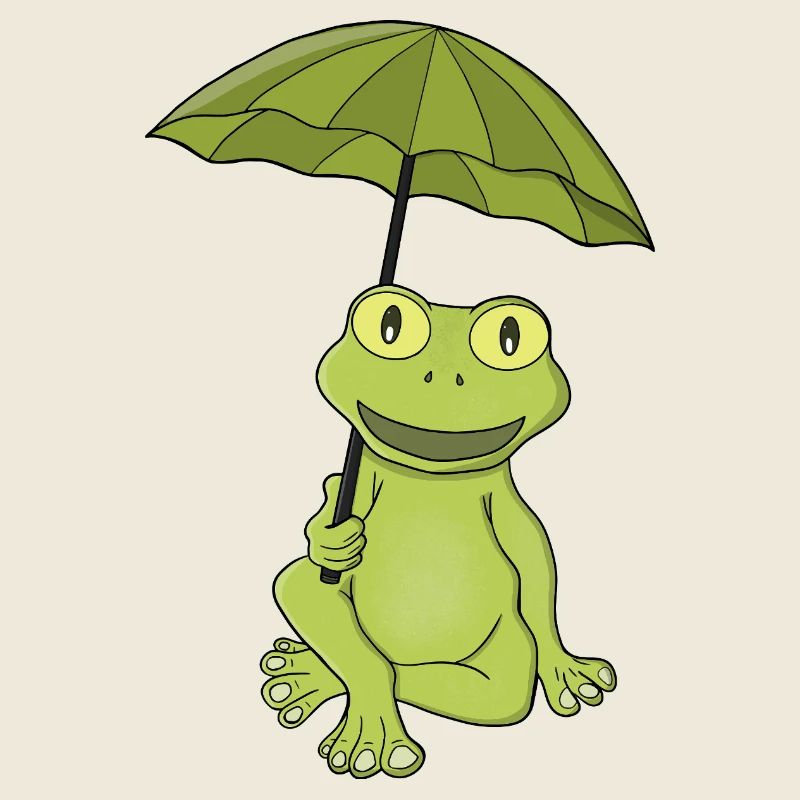 Grenouille verte sous parapluie