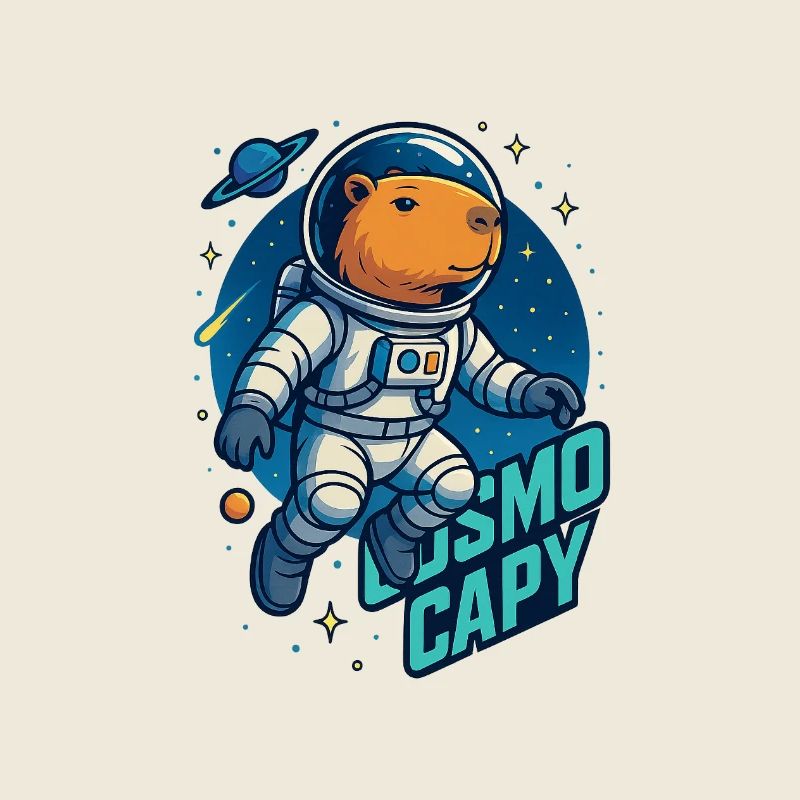 Cosmo Capy – Space Capybara Shirt 🚀