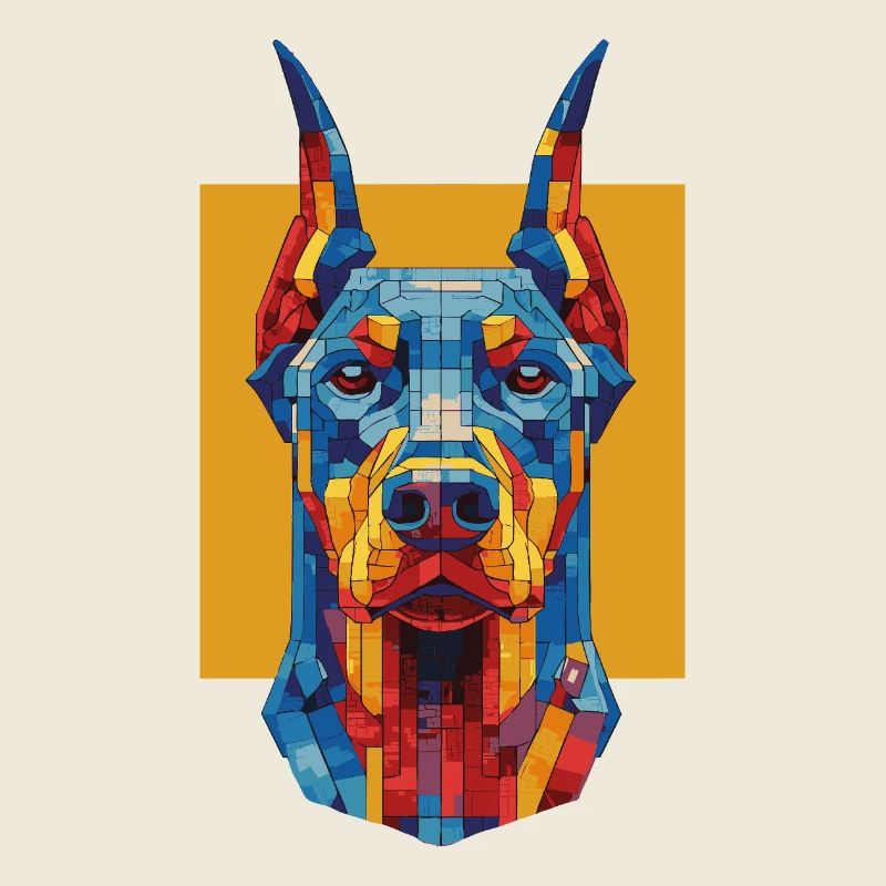 Color Block Dobermann – Modernes Dobie Design