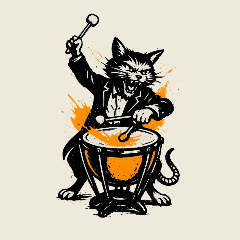 Katzenband Trommelheld im Comicstil