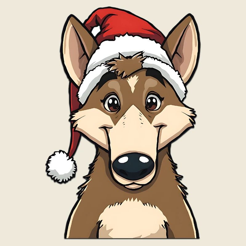 Loup de Noël avec un chapeau de Père Noël