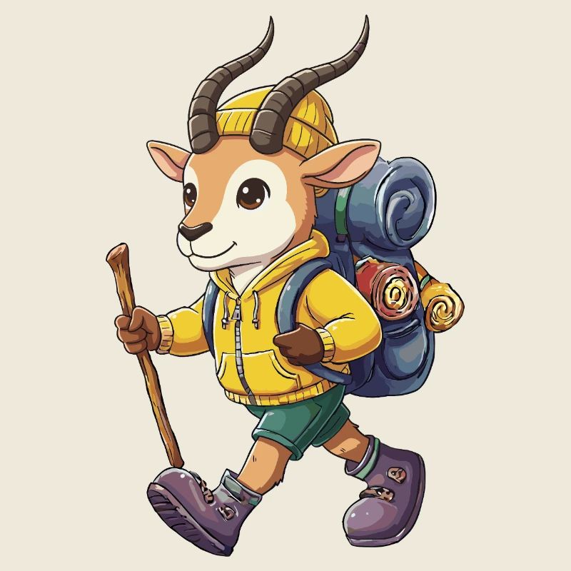 Cute Antelope Hiking Camping Adventure Backpacker