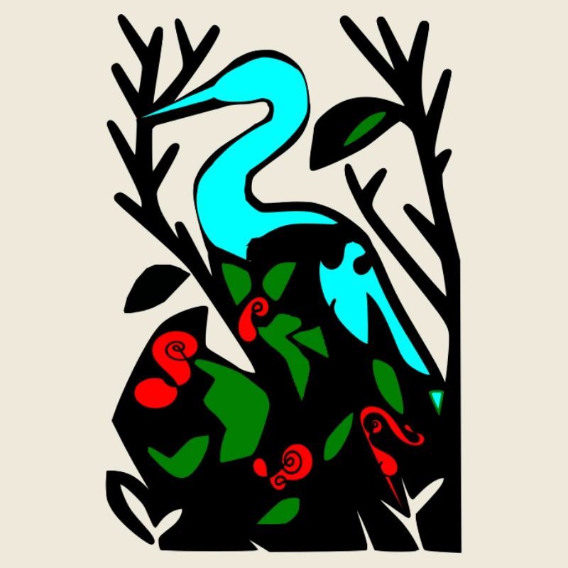 Héron bleu dans le feuillage