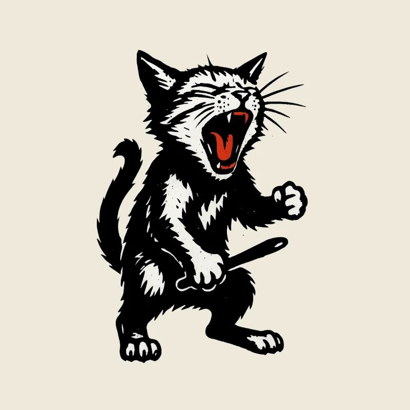 Wütige Katze Schwarzweiß