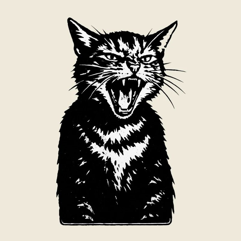 Silhouette du chat hurlant