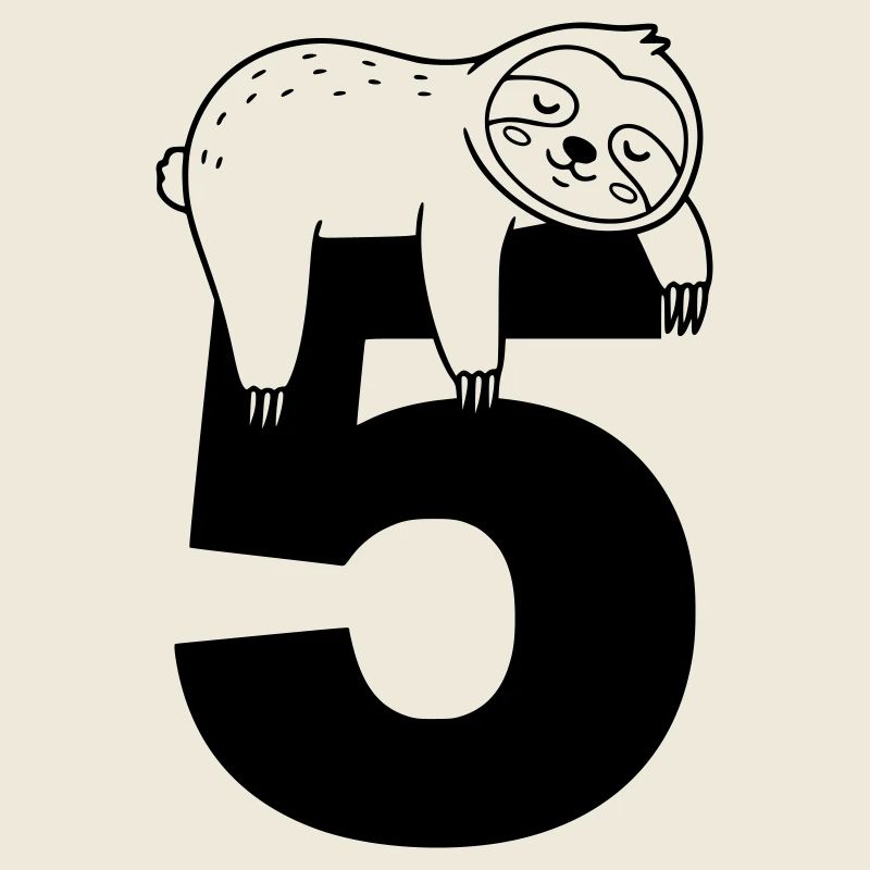 Sleeping sloth on the number five
