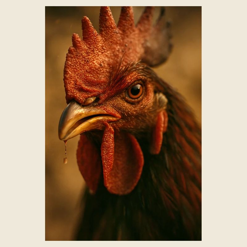 Close up view of rooster with comb