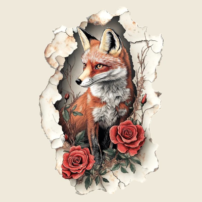 Fox with flowers