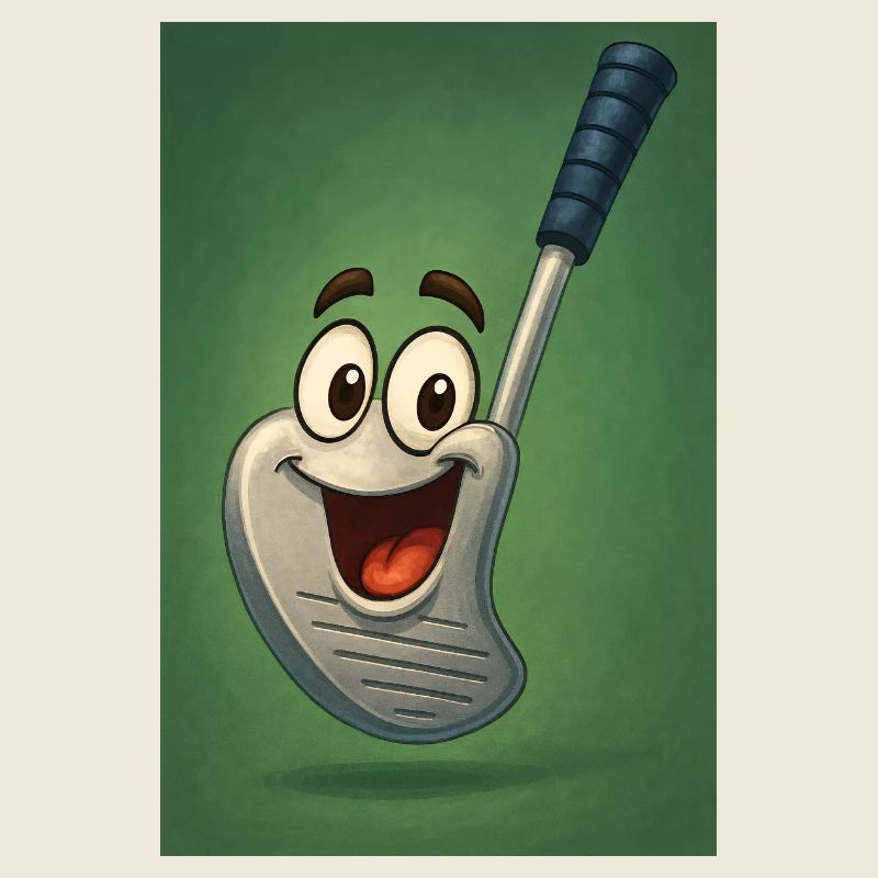 Glücklicher Golfschläger mit Gesicht