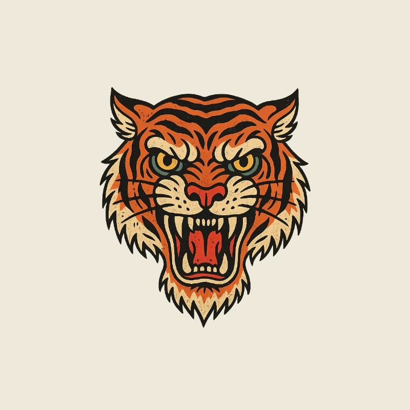 Wild Tiger Head Patch Design