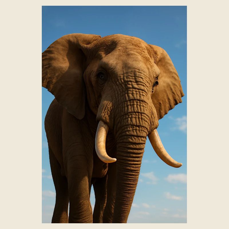 Éléphant en gros plan avec le soleil