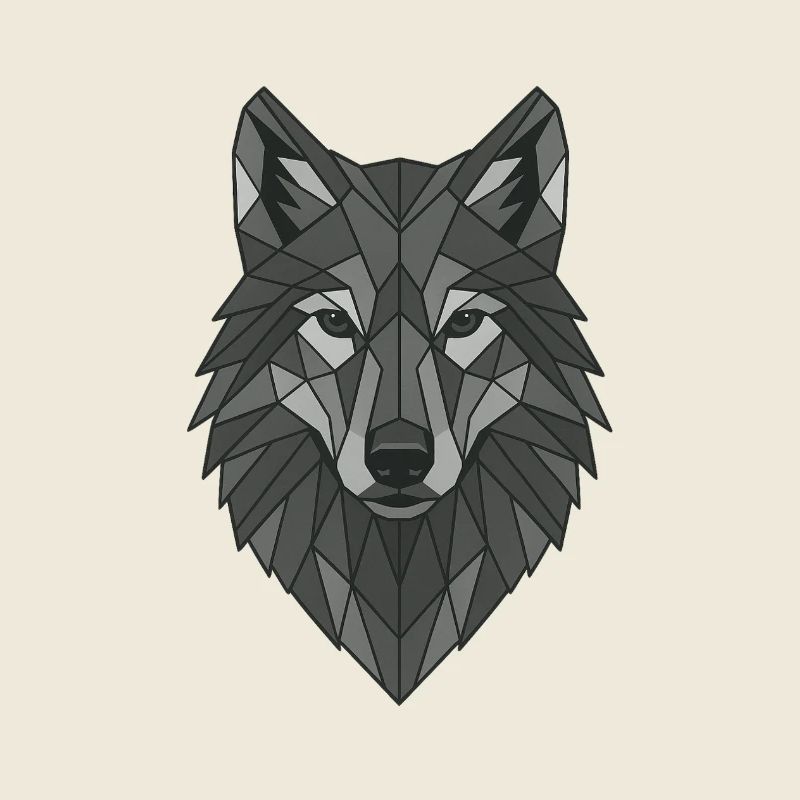 Geometric Gray Wolf Head