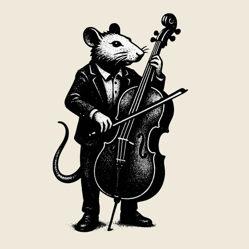 Rat en costume joue du violoncelle