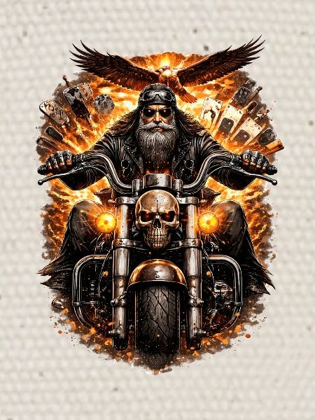 Flammender Schädel Biker