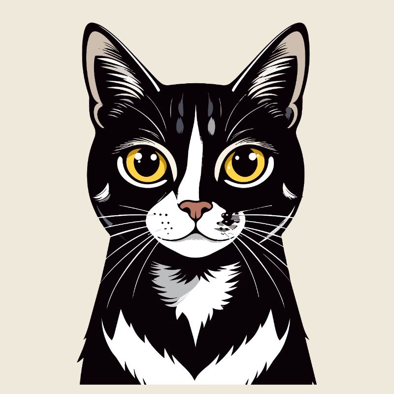Motif contrastant du chat Noir Blanc du Chat
