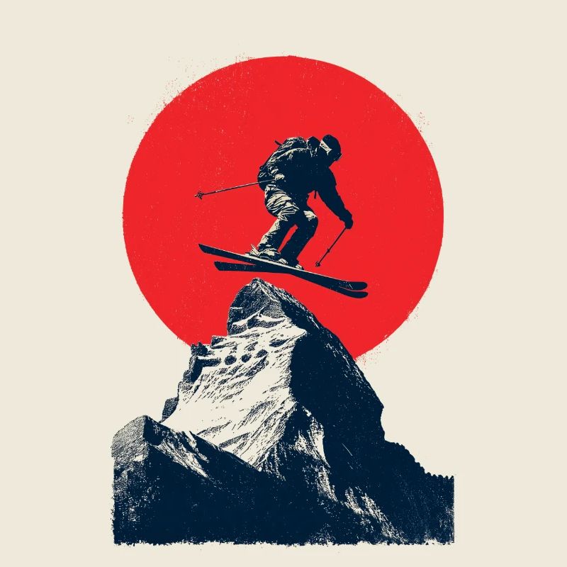 Ski jumping over rocky peaks