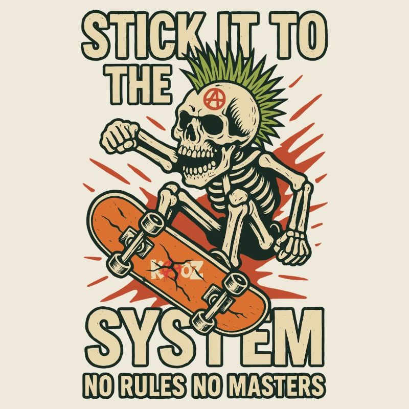 Skelett Skateboard Gegen das System