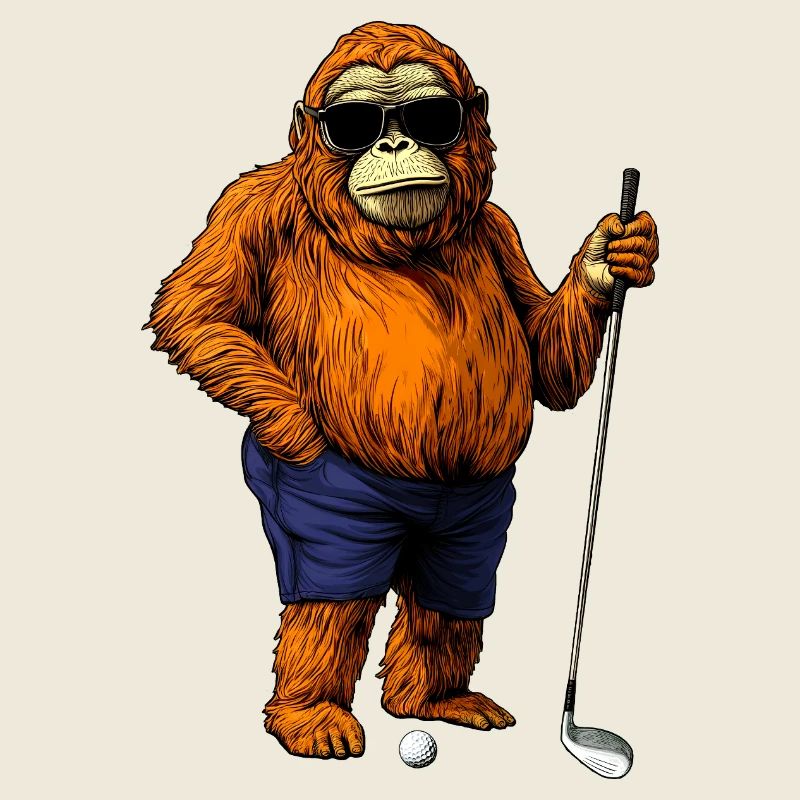 Affe Golfspieler