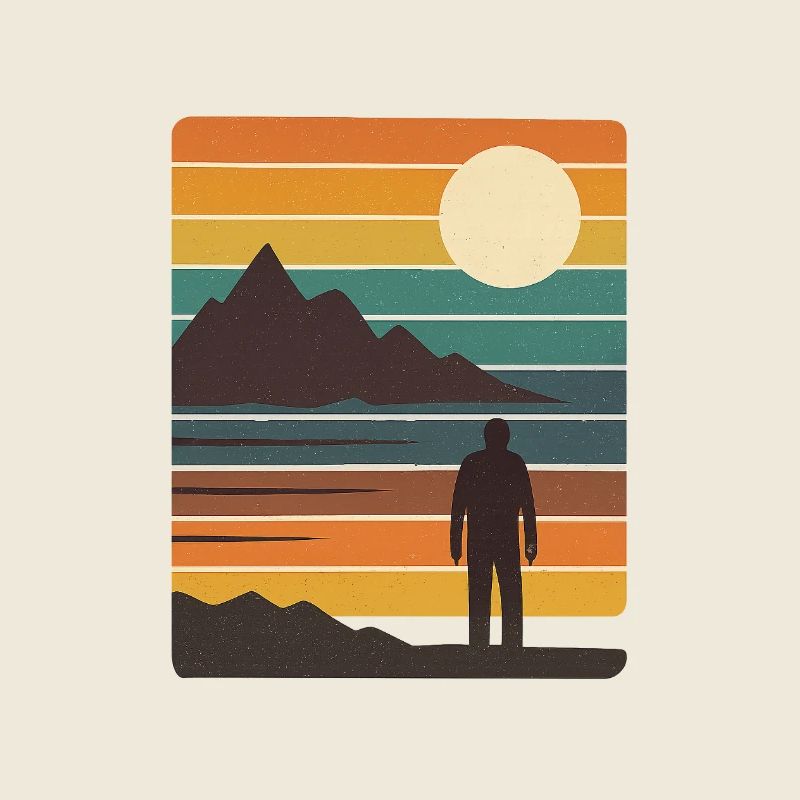 Striped sunset with silhouette