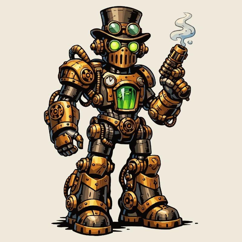 Steampunk Robo avec Noyau Vert