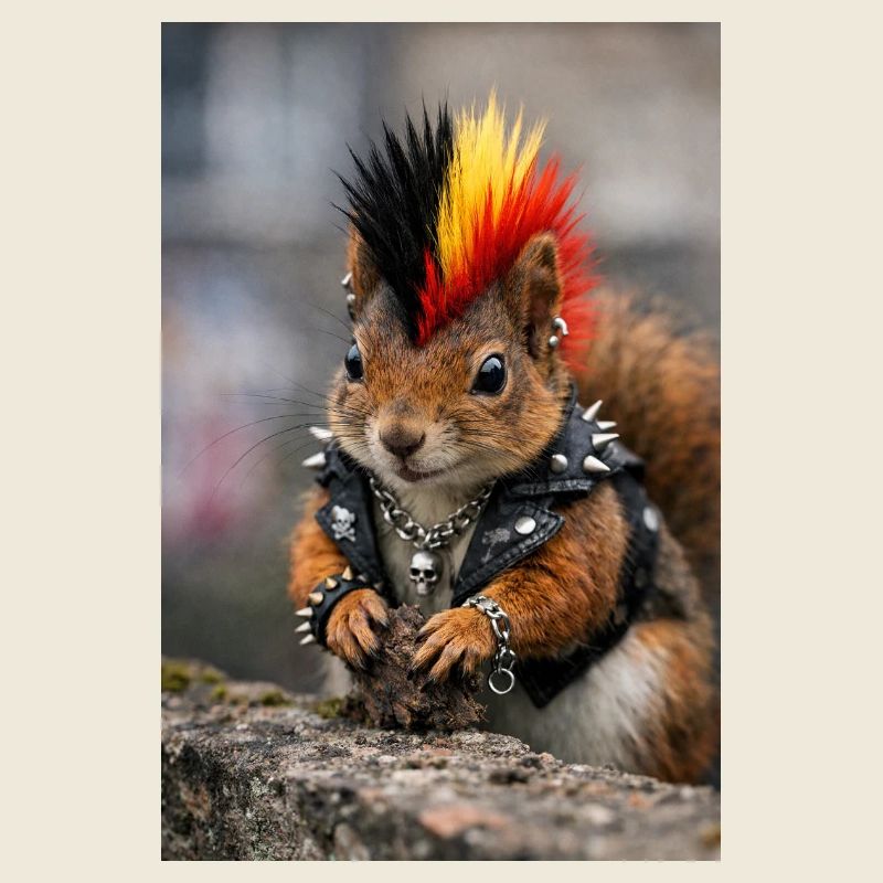 Punk Eichhörnchen mit Lederweste