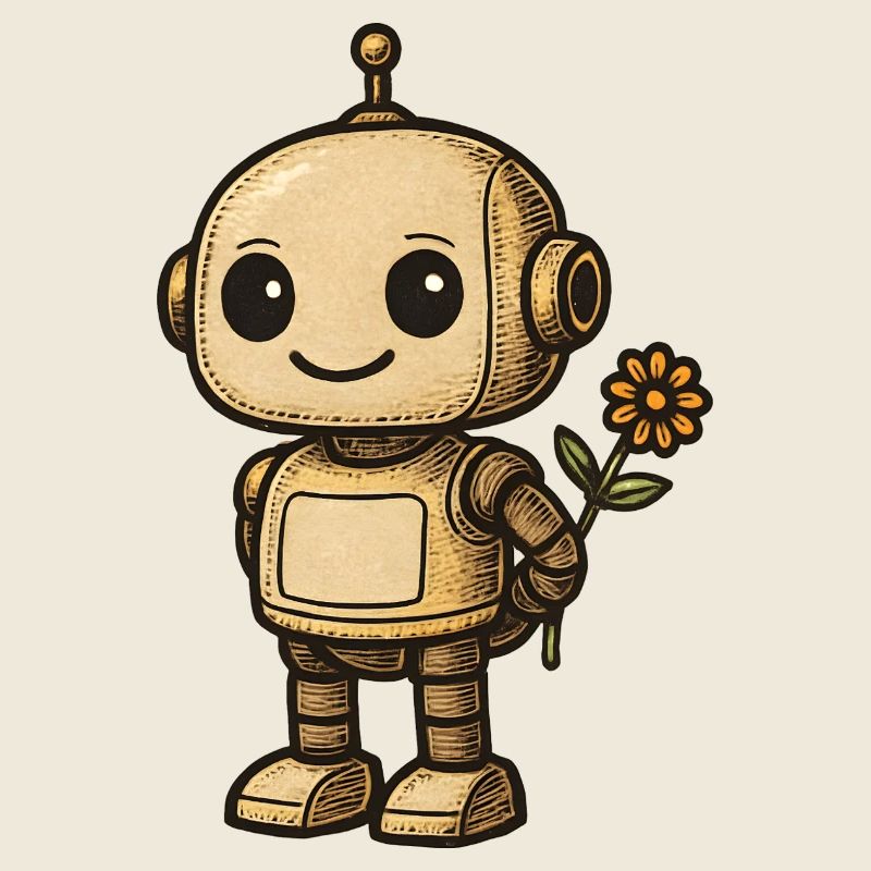 Robot rétro avec fleur