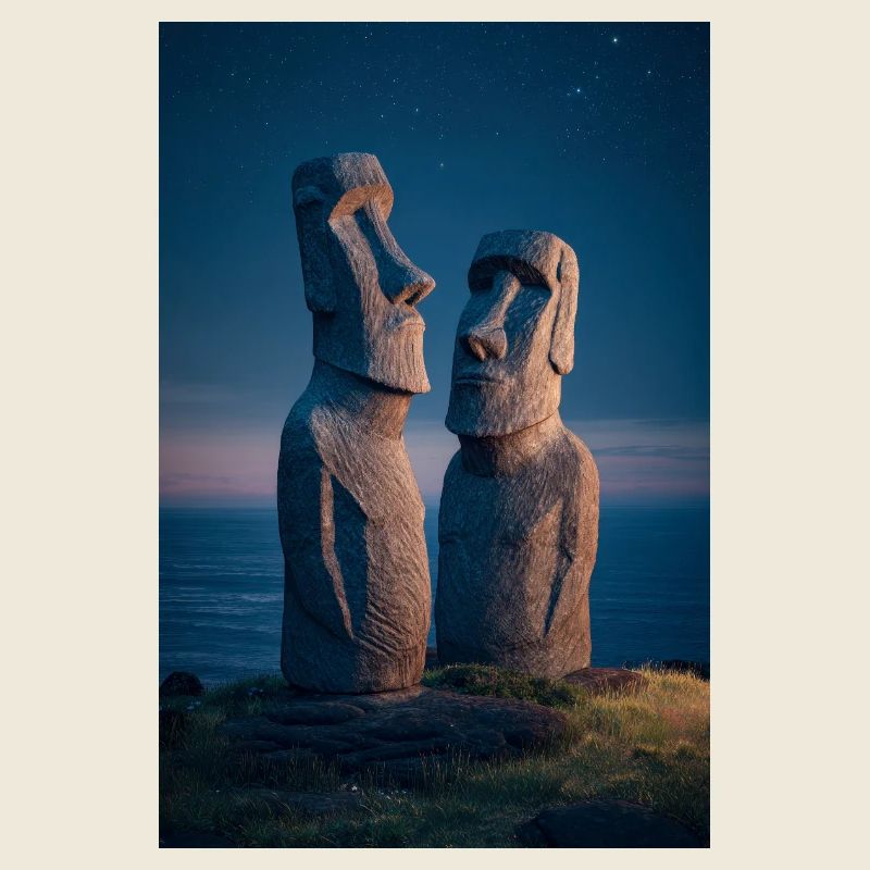 Moai Night Duo Silhouette