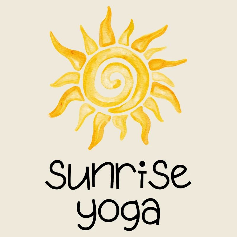 Yoga au lever du soleil - Conception avec un soleil jaune