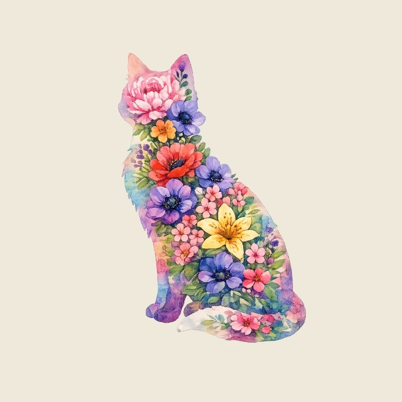 Fleurs de chat colorées