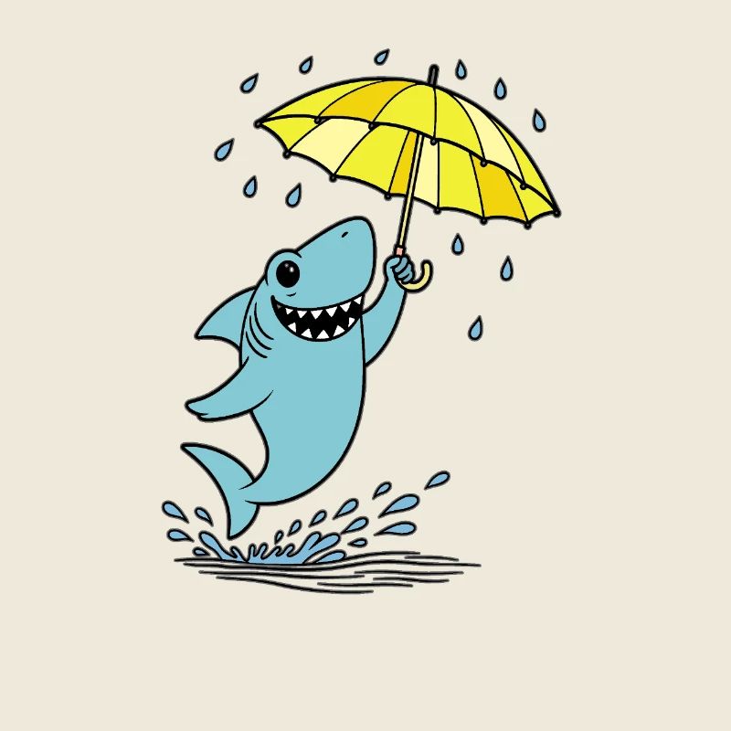 Requin-parapluie sous la pluie