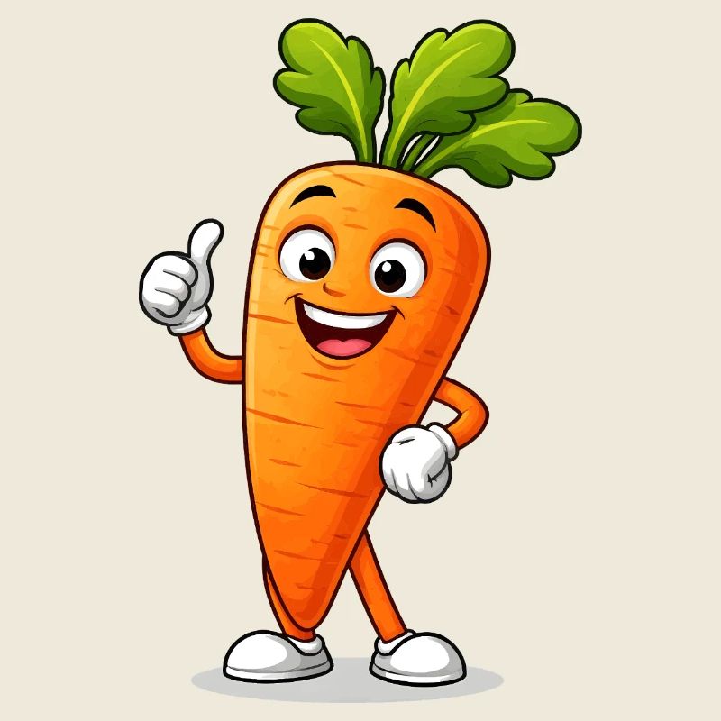 Lustige Karotte Comic Figur mit Daumen