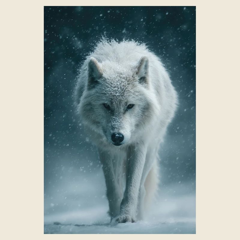 Arctic Wolf in Snowfall