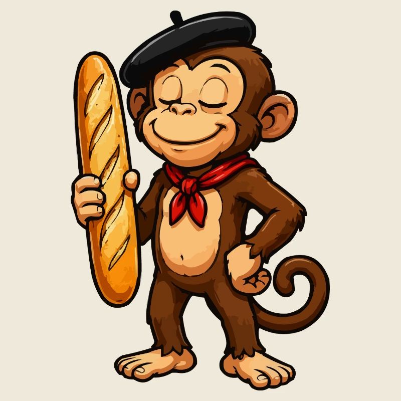 Baguette monkey with beret