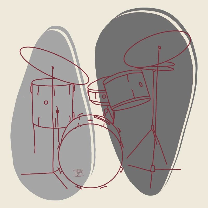 "Drums", Boho Line Art Design, Series "Music"